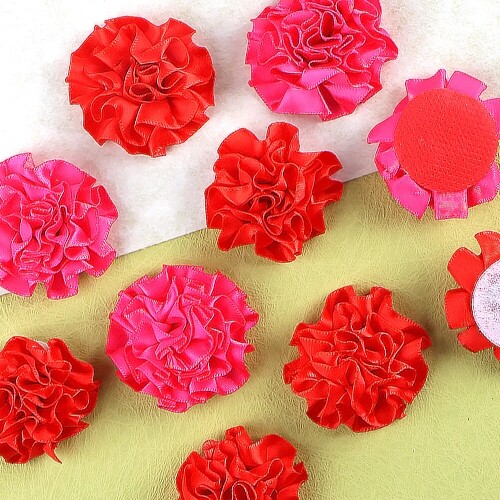 패브릭 리본 카네이션 꽃 부자재 10개입 1,800원