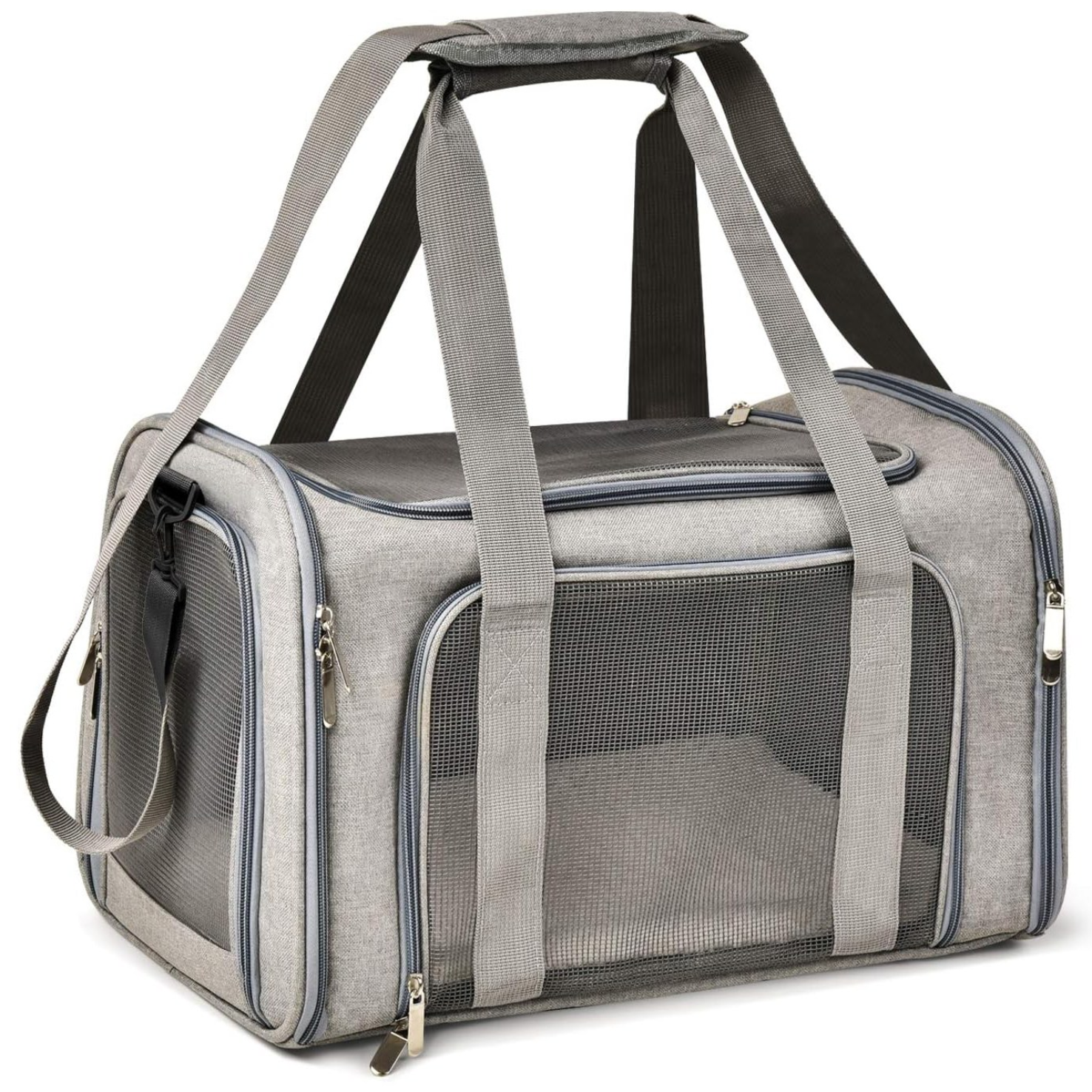 기내반입용Oricean 반려동물 숄더백 이동가방 소프트 켄넬 강아지 고양이 비행기 가방 접이식 캐리어, 1개, 회색 26,000원