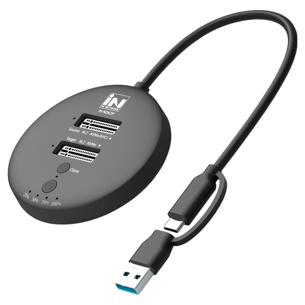 인네트워크 M.2 NVMe SSD 2베이 클론 도킹 스테이션 최대 8Tb SSD, 1개, IN-NDK2P 61,150원