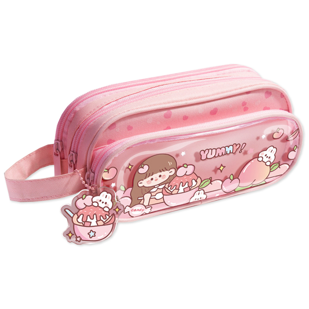 동아피엠에스 3포켓 귀여운 소녀 손잡이 대용량 필통, 현재가 9,900원