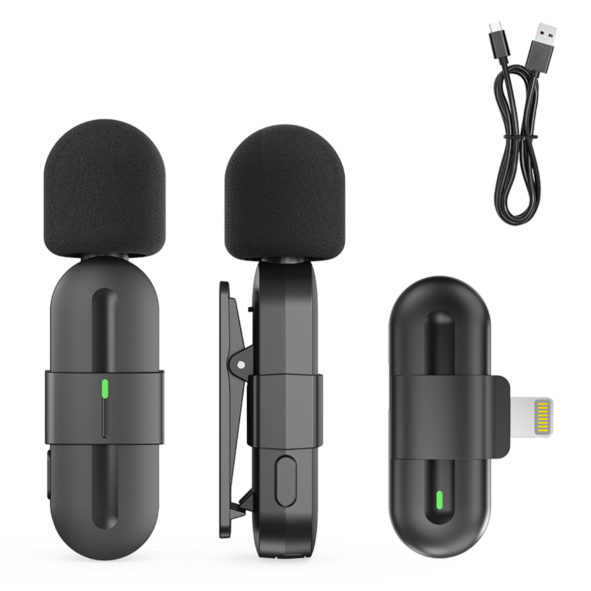 NICESUN 미니 무선 핀마이크 영상 촬영용 아이폰/안드로이드/태블릿, Vlog/유튜브/방송용 마이크 T16, 블랙, T16-lighting*2 88,900원