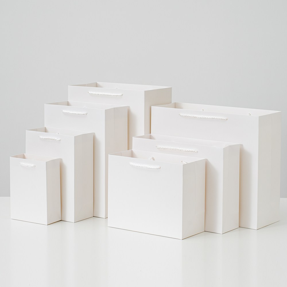 두꺼운 화이트 종이가방 고급 쇼핑백 튼튼한 종이쇼핑백 대형 무지 선물 미니 인쇄 제작 정사각 어젠다, 두꺼운 화이트 가로대 (32x11.5x28), 10개 11,800원