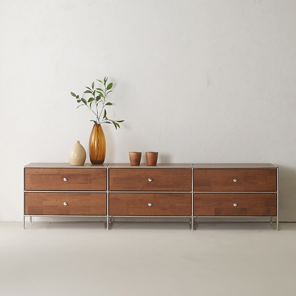 이노센트 스틸라 원목 미드센츄리 2000 낮은 모듈 거실장 서랍형 i104500, 월넛 629,000원