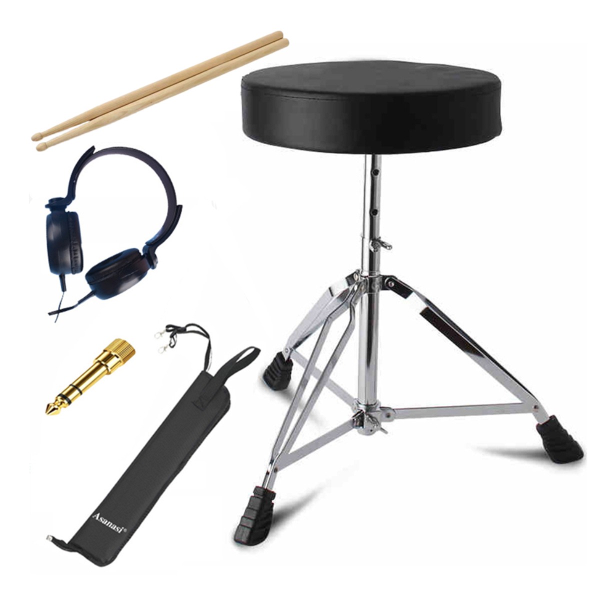 Himolins 전자 드럼 액세서리 드럼 스툴 드럼스틱 가방 드럼스틱 어댑터 헤드폰 성인 초보자 전자 드럼 연습 공연 장면 등에 적합합니다, DZGPJ-5in1, 1개 59,900원
