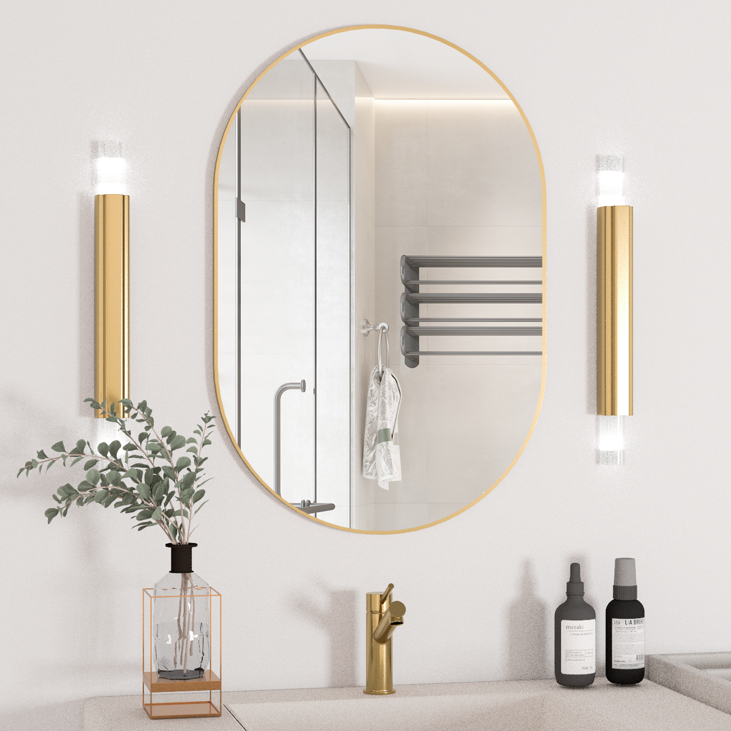 Brendayia 타원형 거울 500x750mm 벽걸이 거울 욕실 거울 현관 침실 거실 48,900원