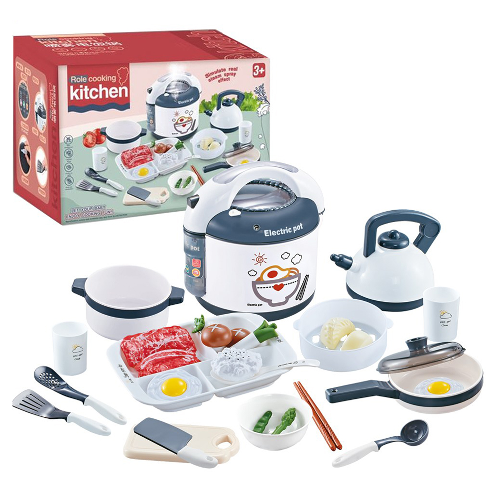 하늘썬별 스팀전기밥솥 후라이팬 달걀 프라이 요리 주방놀이 세트 XiaoH346AB, 1세트, 랜덤발송 27,800원