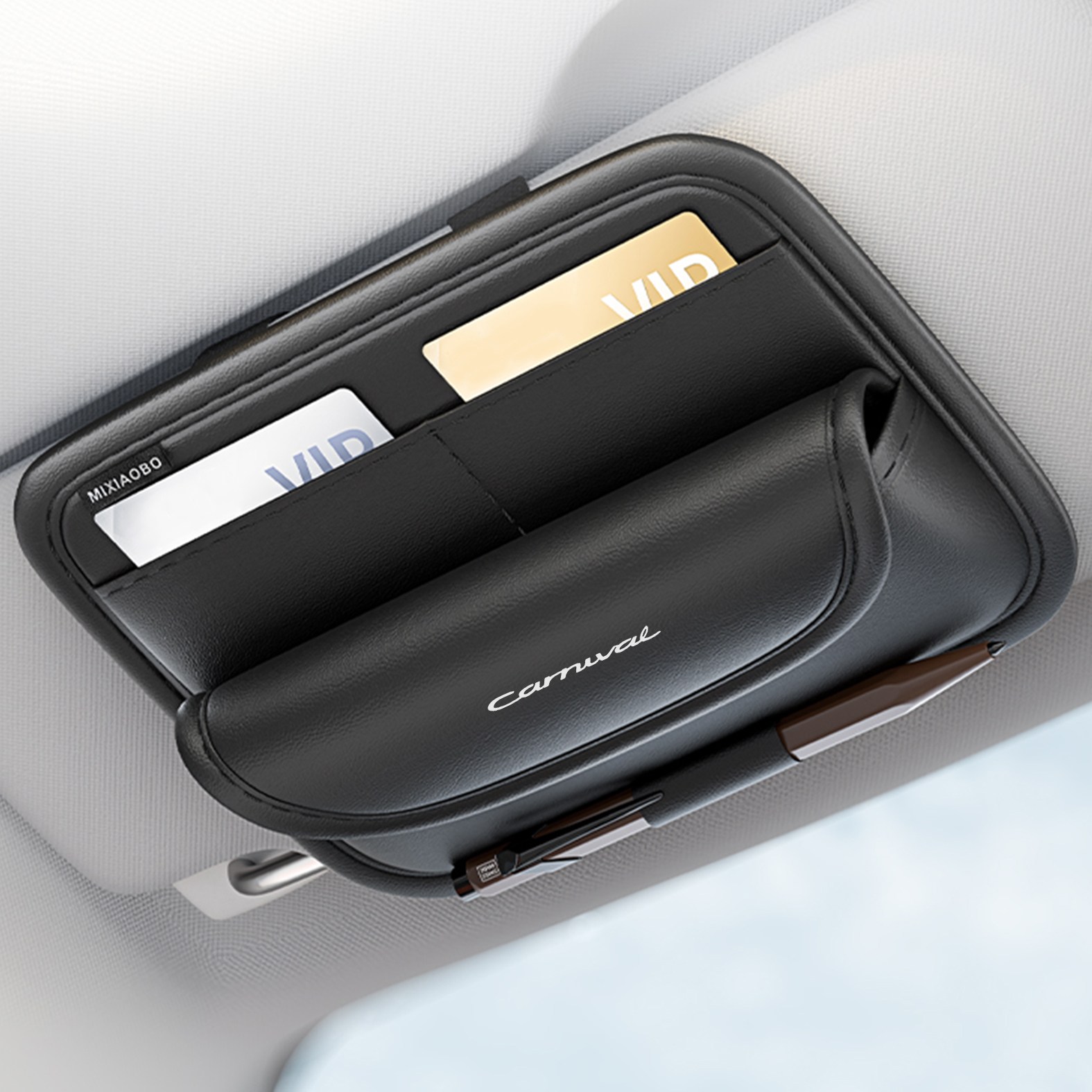 Ryusei 차량용 썬바이저 가죽 수납포켓 선바이저 다용도 멀티수납 기아 호환  K8 스포티지 모닝 레이 쏘렌토 카니발  셀토스 호환 각인 R101 14,900원