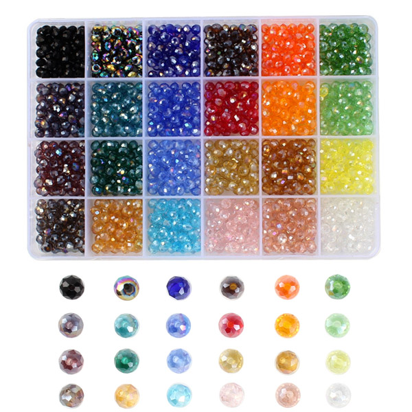 24칸 크리스탈 비즈 6mm 론델비즈 1200pcs 론델컷 팔찌만들기 15,500원