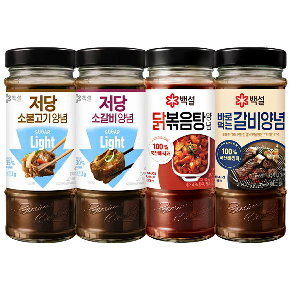 백설양념(저당소불고기490g+저당소갈비480g+닭볶음탕양념490g+바로먹는갈비양념490g), 1세트, 1.95kg 21,900원