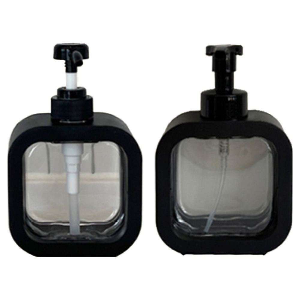 뉴앤룩 사각 디스펜서 무타공 리필용기 홀더 액상형 500ml + 거품형 500ml + 스텐홀더 2p + 라벨스티커 4p 세트 14,500원