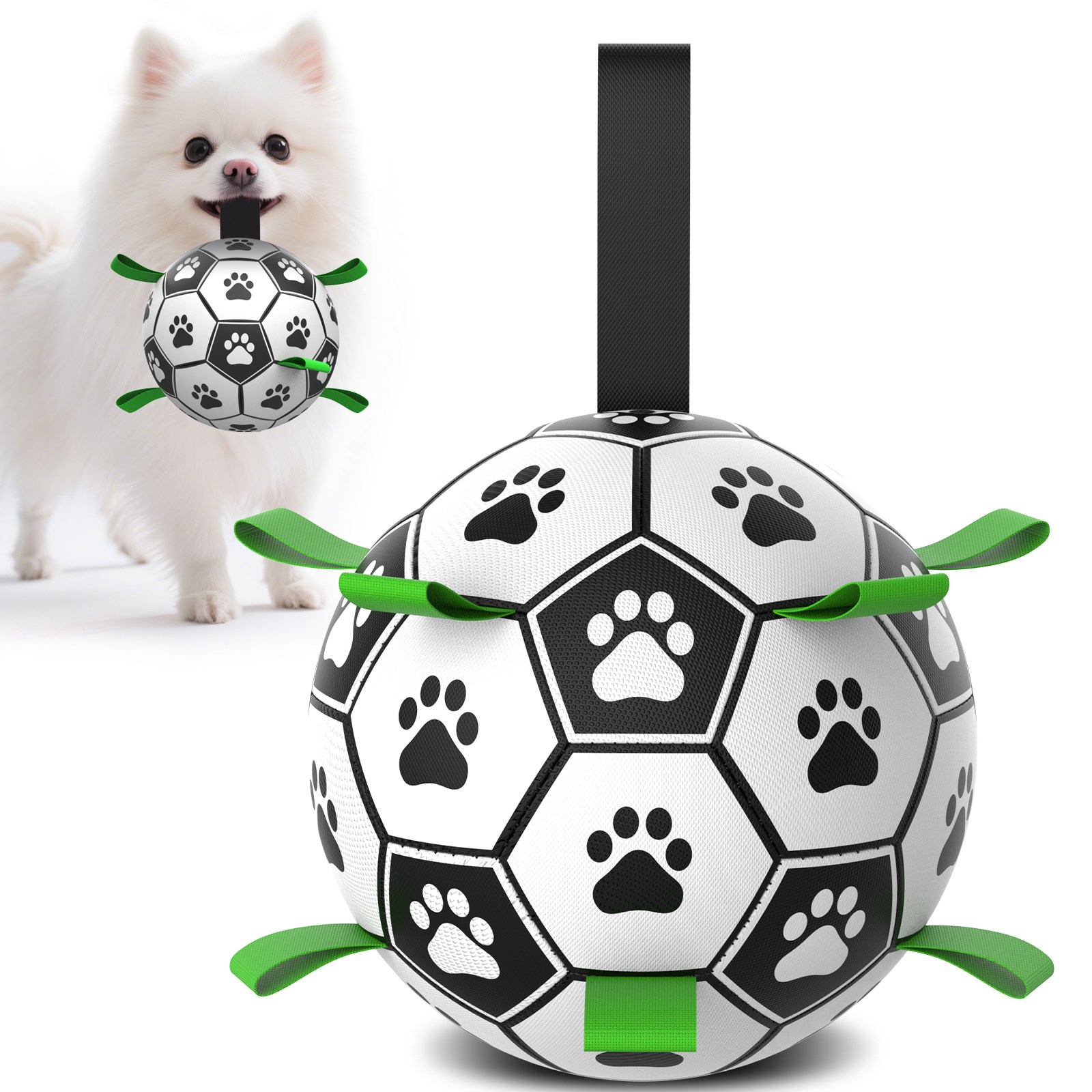 Qdan 강아지장난감, 강아지공, 개 축구공 끈 달린, 펌프 포함, 16,640원