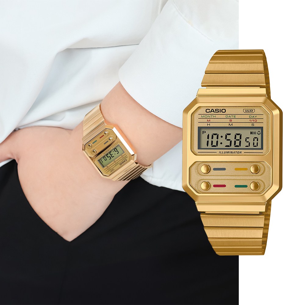 백화점AS가능 카시오 학생 커플 빈티지 레트로 메탈 전자시계 사각 A-100WEG-9ADF 지코스모 제품 116,000원