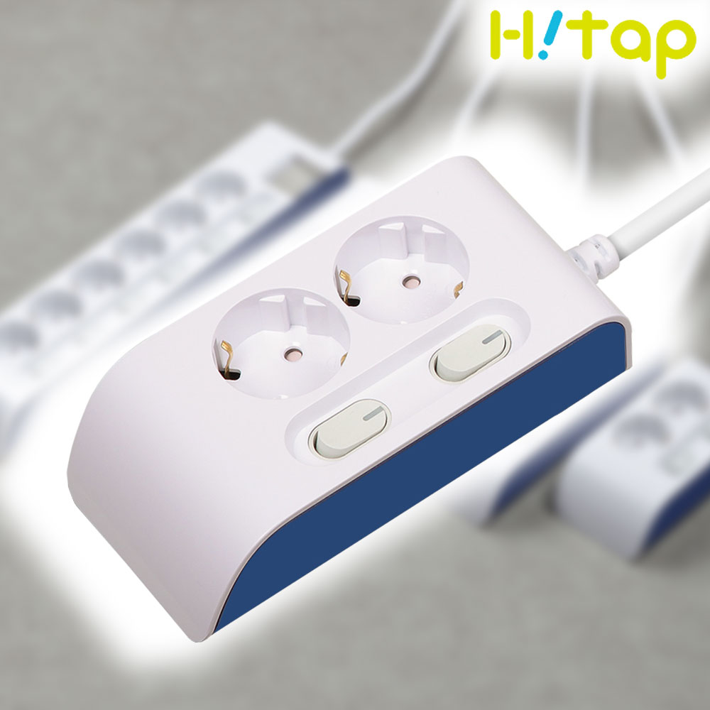 현대일렉트릭 하이탭 2구 개별스위치 멀티탭 2800W 국내생산, 1.5m, 화이트+네이비, 1개 12,700원