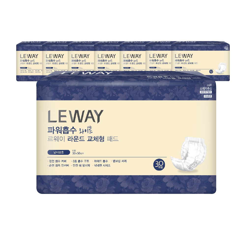 르웨이 (와이드) 라운드패드 80매(1box) / 성인용 속저귀 와이드 라운드 + 바디로션증정, 8개, 30개입 54,300원