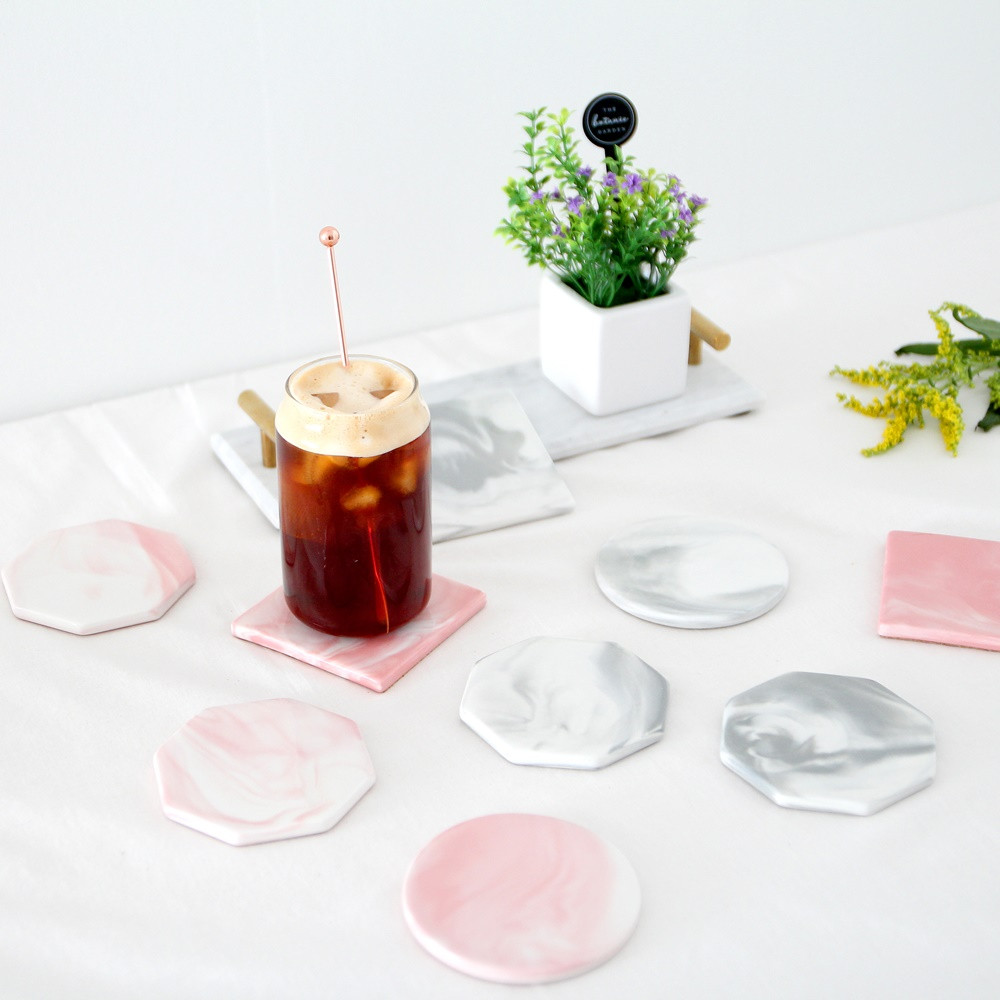 주앤지 마블 대리석 패턴 티코스터 사진 촬영 소품 홈 카페 테이블 북유럽 감성 컵받침 2,200원