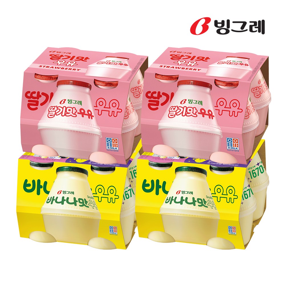 [빙그레]바나나맛 우유 240ml 16개 (바나나맛8개/딸기맛8개) /단지우유 19,410원