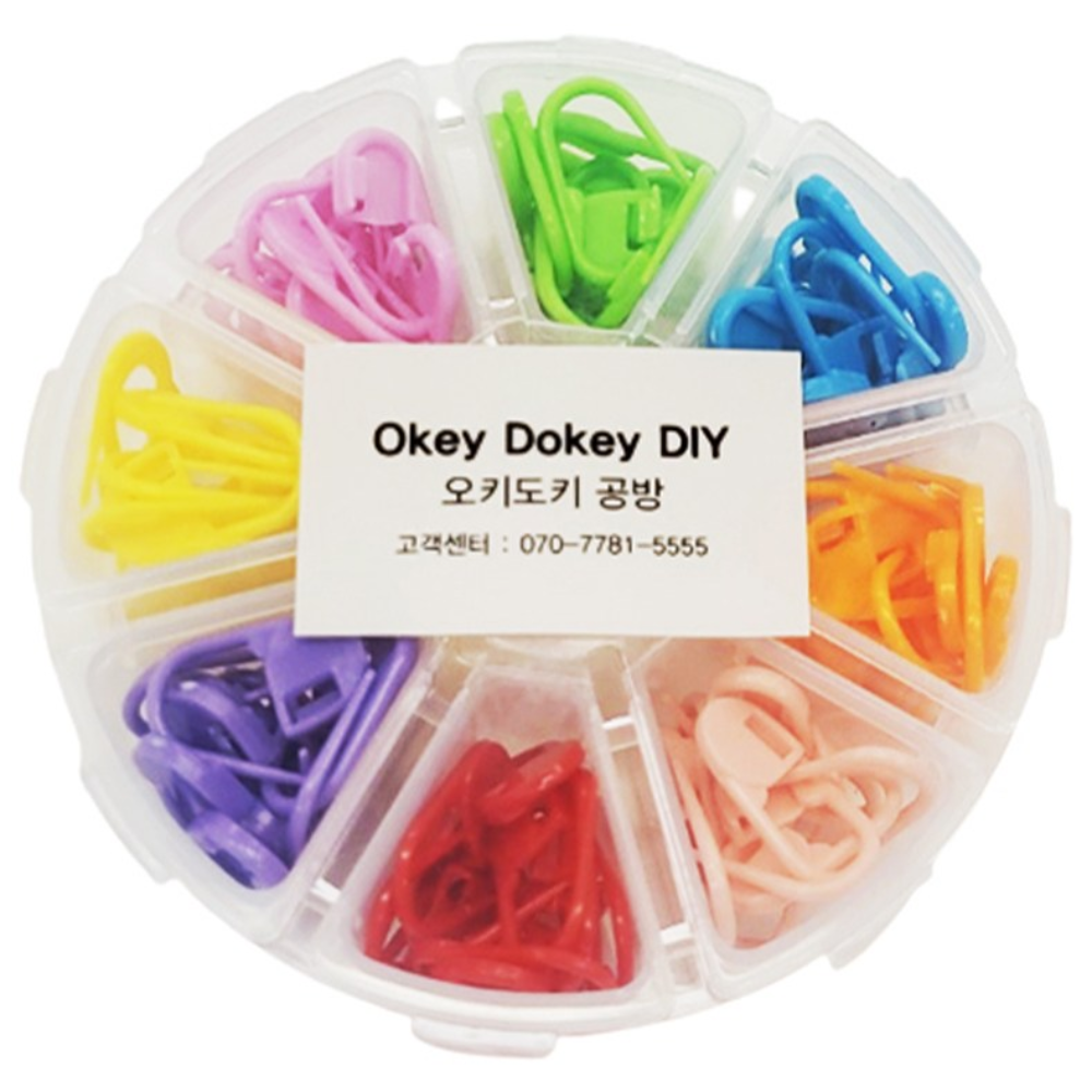 오키도키 단수표시링 세트 스티치마커, 빨강,하늘,연두,초록,오렌지,노랑,살구,핑크, 1세트 3,900원