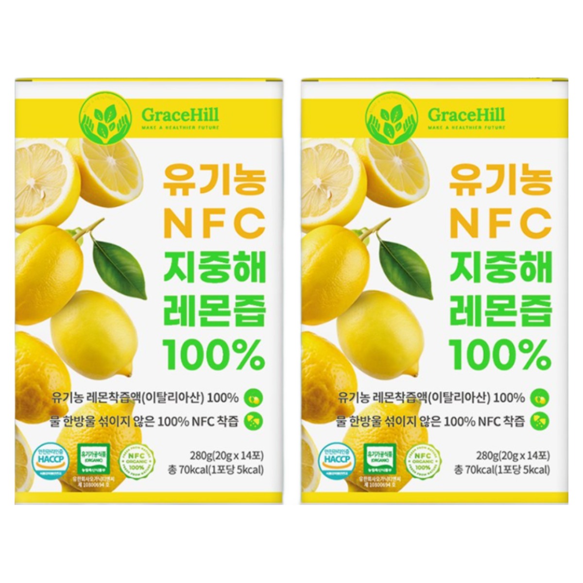 그레이스힐 유기농레몬 NFC 지중해 레몬즙 레몬 100%, 2박스, 280g 28,000원