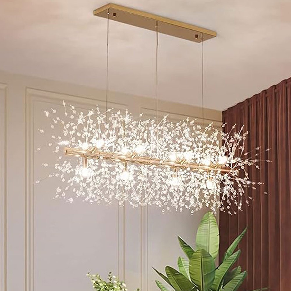 눈꽃 버스커 샹들리에조명 크리스탈 비즈 골드 펜던트 일자 식탁등 주방 거실 다이닝룸 12등 179,000원