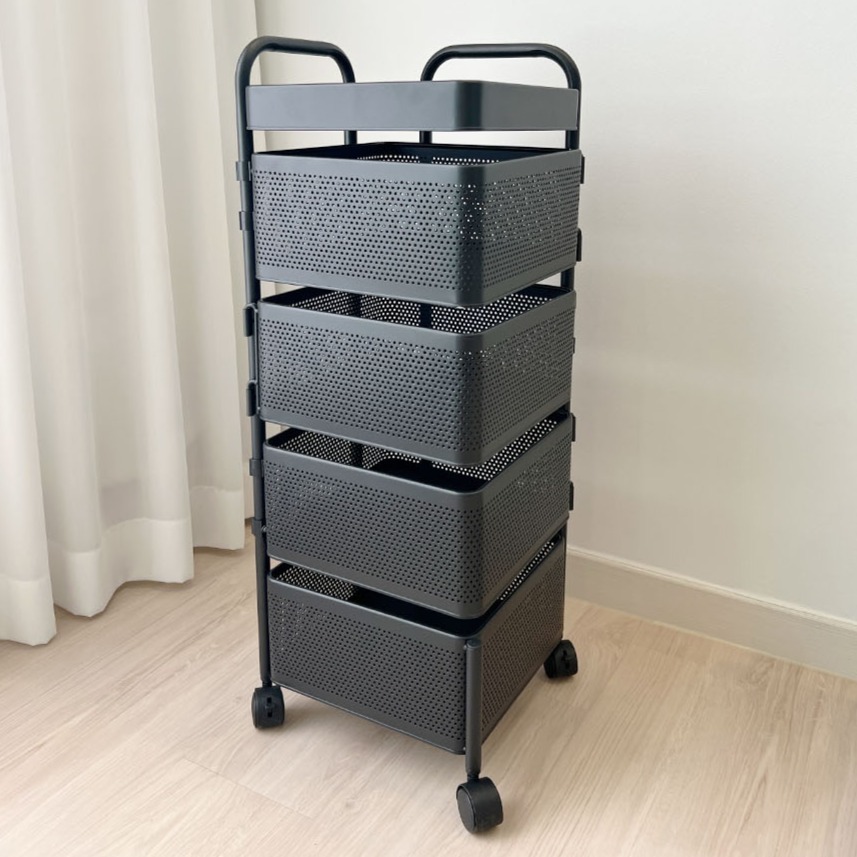 홈앤하우스 회전 서랍 트롤리 사각, 블랙, 4단 46,900원