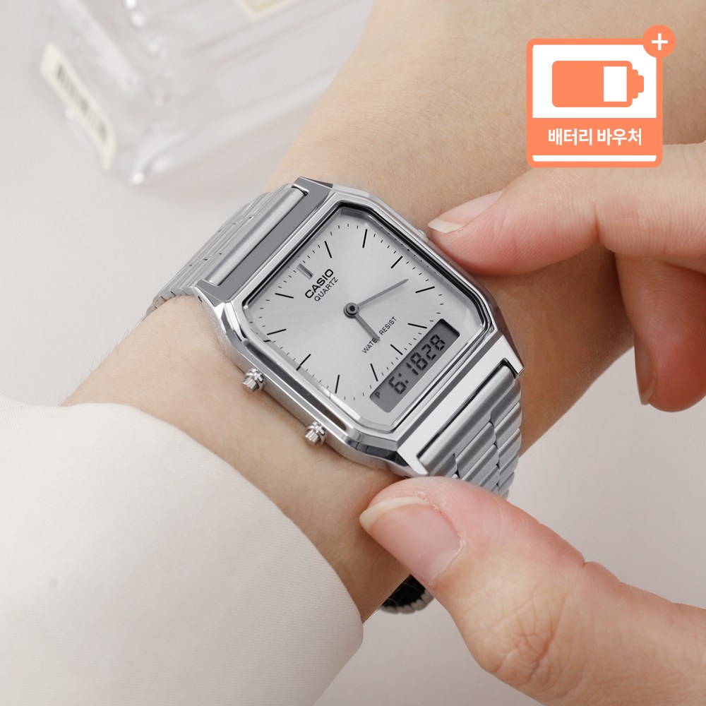 카시오 클래식 아나디지 빈티지 스퀘어 메탈 손목시계 54,320원
