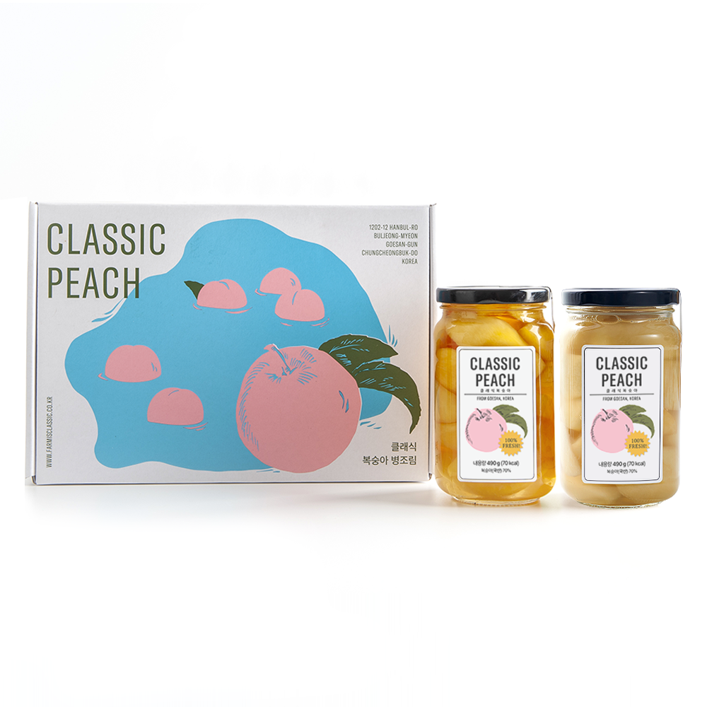 클래식농원 복숭아 병조림 황도 490g + 백도 490g 선물세트, 1세트, 490g 27,200원