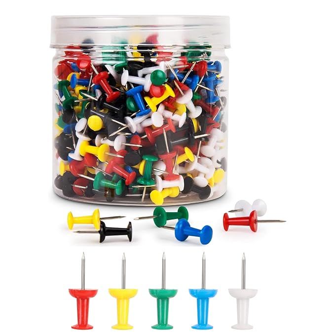 HahnRay<200개/1통>예쁜 압정핀,컬러 압핀,게시판 메모고정,대량용,무독성 PP재질,사무실/학교 문구핀, 현재가 10,290원