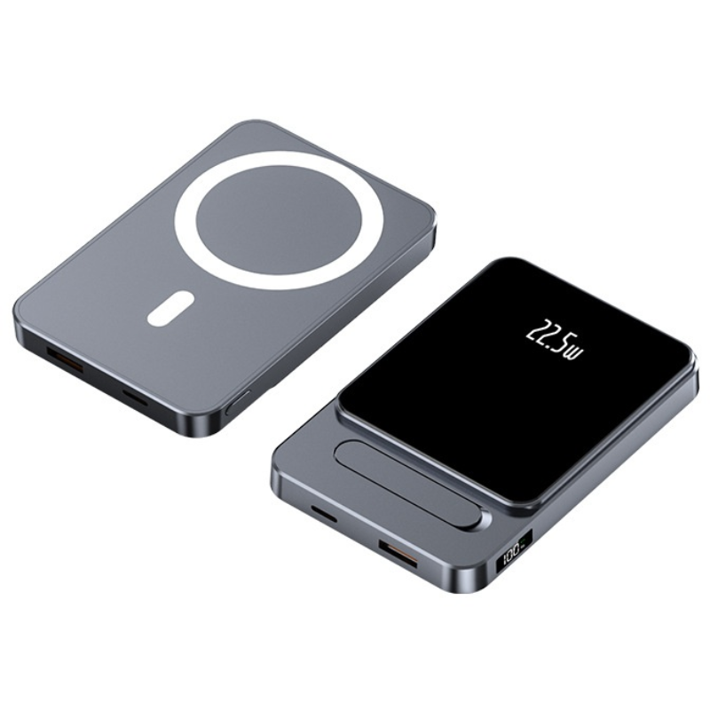 SUNRIVER 거치대형 맥세이프 보조 배터리 PD22.5W 고속충전 4종 칼러 10000mAh 잔량표시 멀티단자 QC3.0 +C타입 파워 뱅크, 실버, A77 26,800원