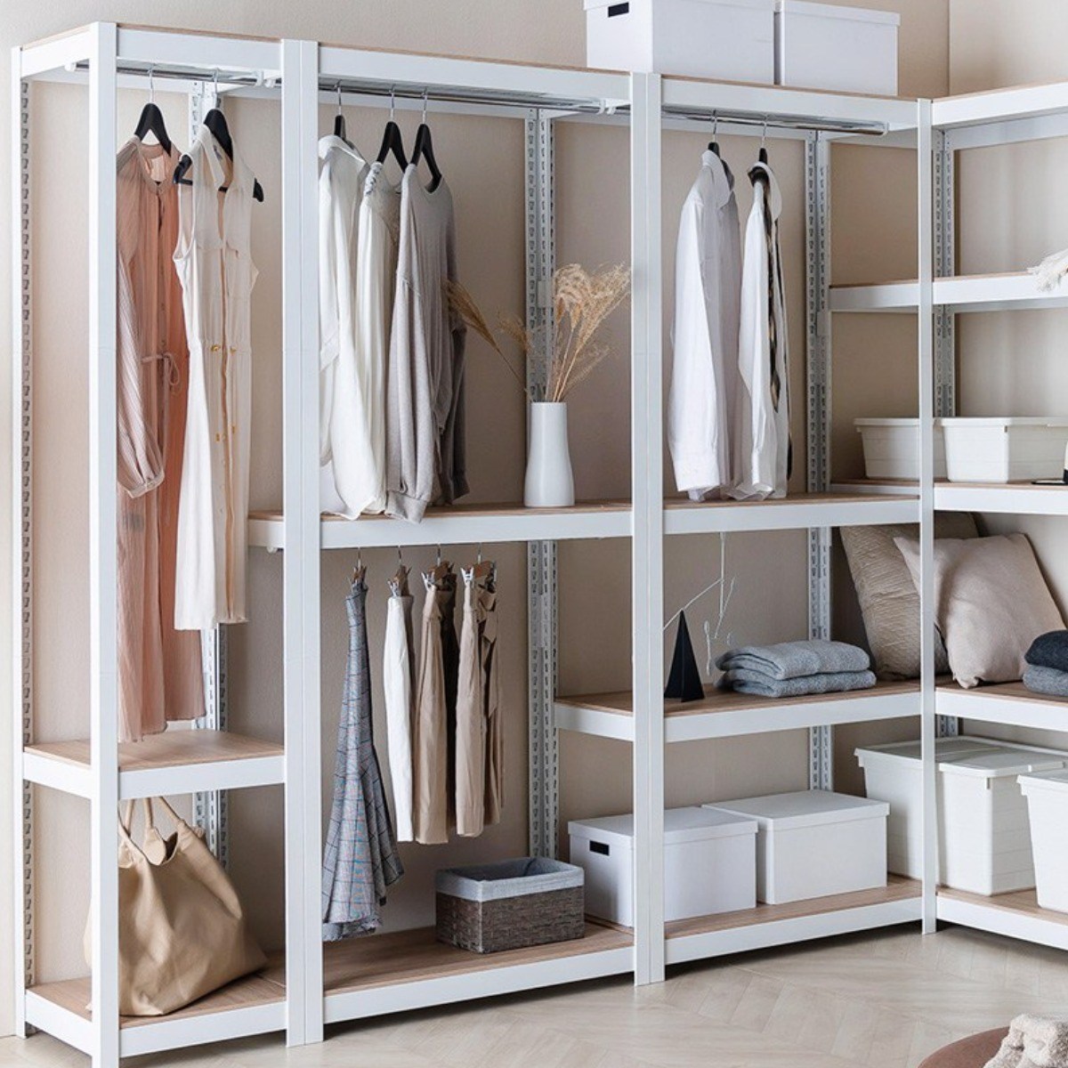 홈던트하우스 무볼트 조립식 드레스룸 시스템 행거 높이2100 5단 (봉1개), 화이트 122,800원