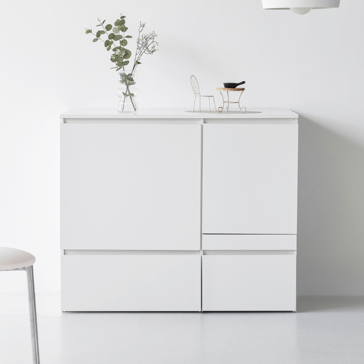 도모 오르딘 주방 광폭 1000 렌지수납장 방문설치, 화이트, 2단 115,000원