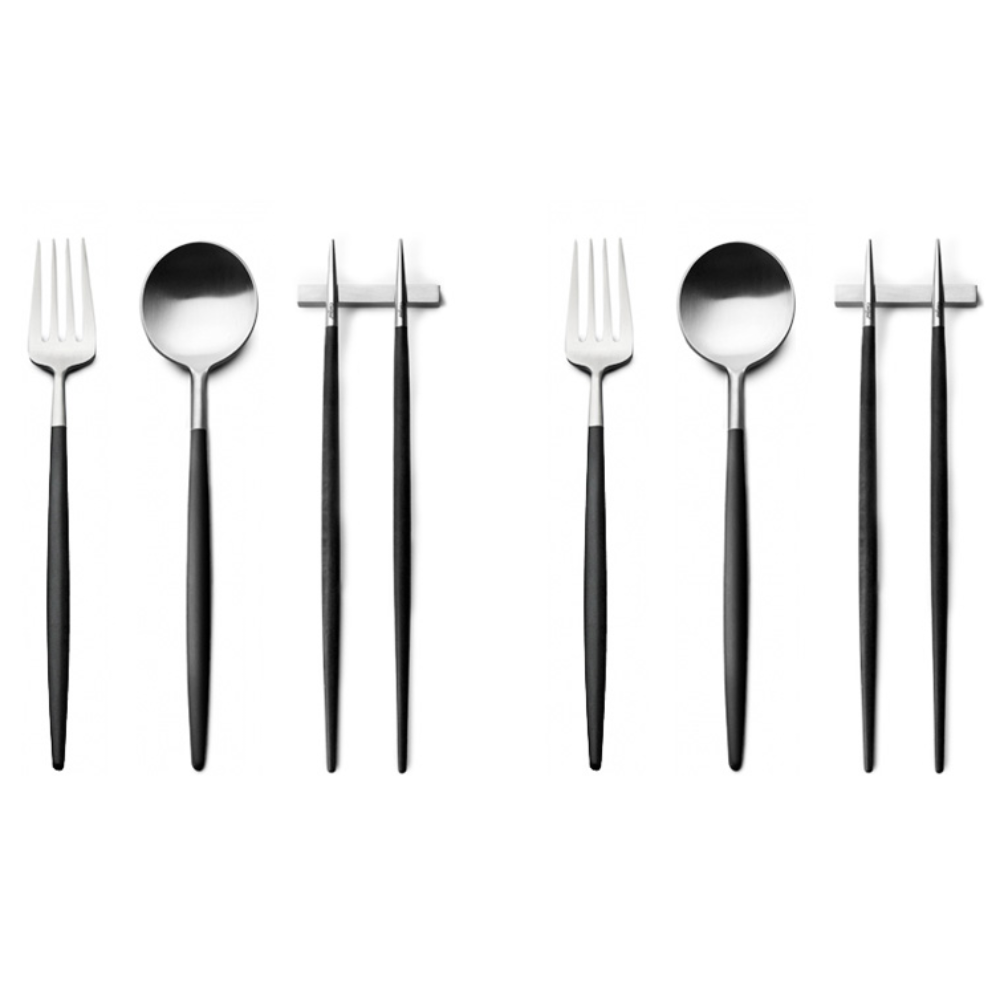 큐티폴 고아 블랙실버 디너 한식 2인 3종세트 6P (디너스푼+디너포크+젓가락), 1개 121,000원