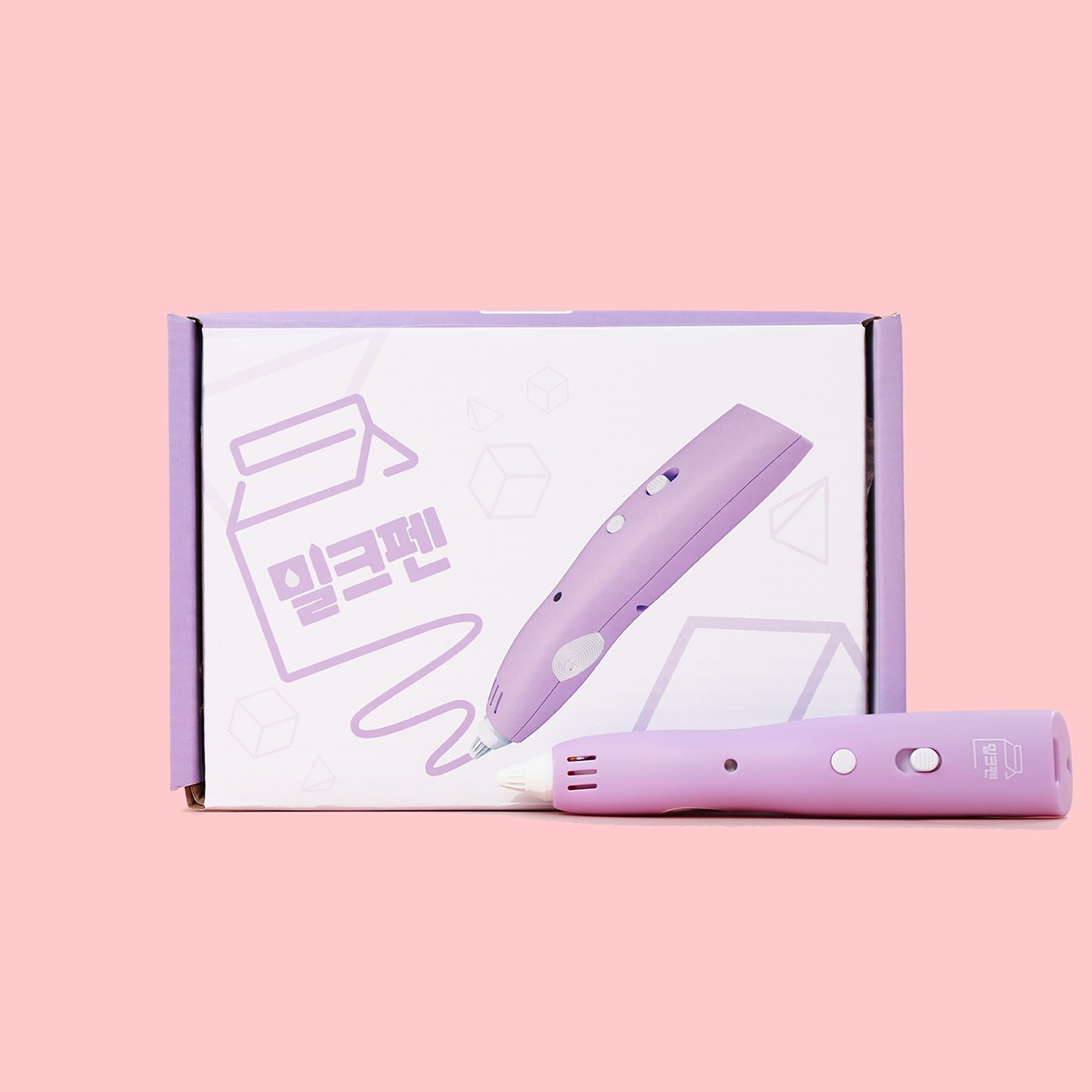 밀크펜 어린이 저온 3D펜 쓰리디펜 패키지 ( 포도맛 , PCL 필라멘트 3색 및 도안북 포함) 34,900원