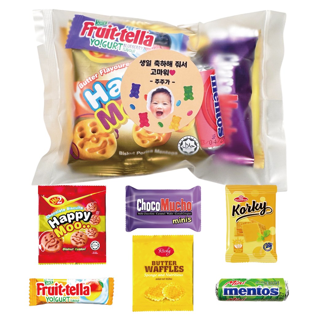 주주나라 어린이집 유치원 단체 행사 생일 답례품 구디백 포켓 봉투포장 간식선물세트, 10개, 간식세트 19,000원