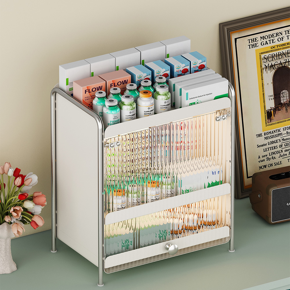 21세기트랜드 크리슬 투명 슬라이드 덮게 3단 철제 다용도 선반 325 x 380 x 200 mm, 화이트, 1개 42,700원