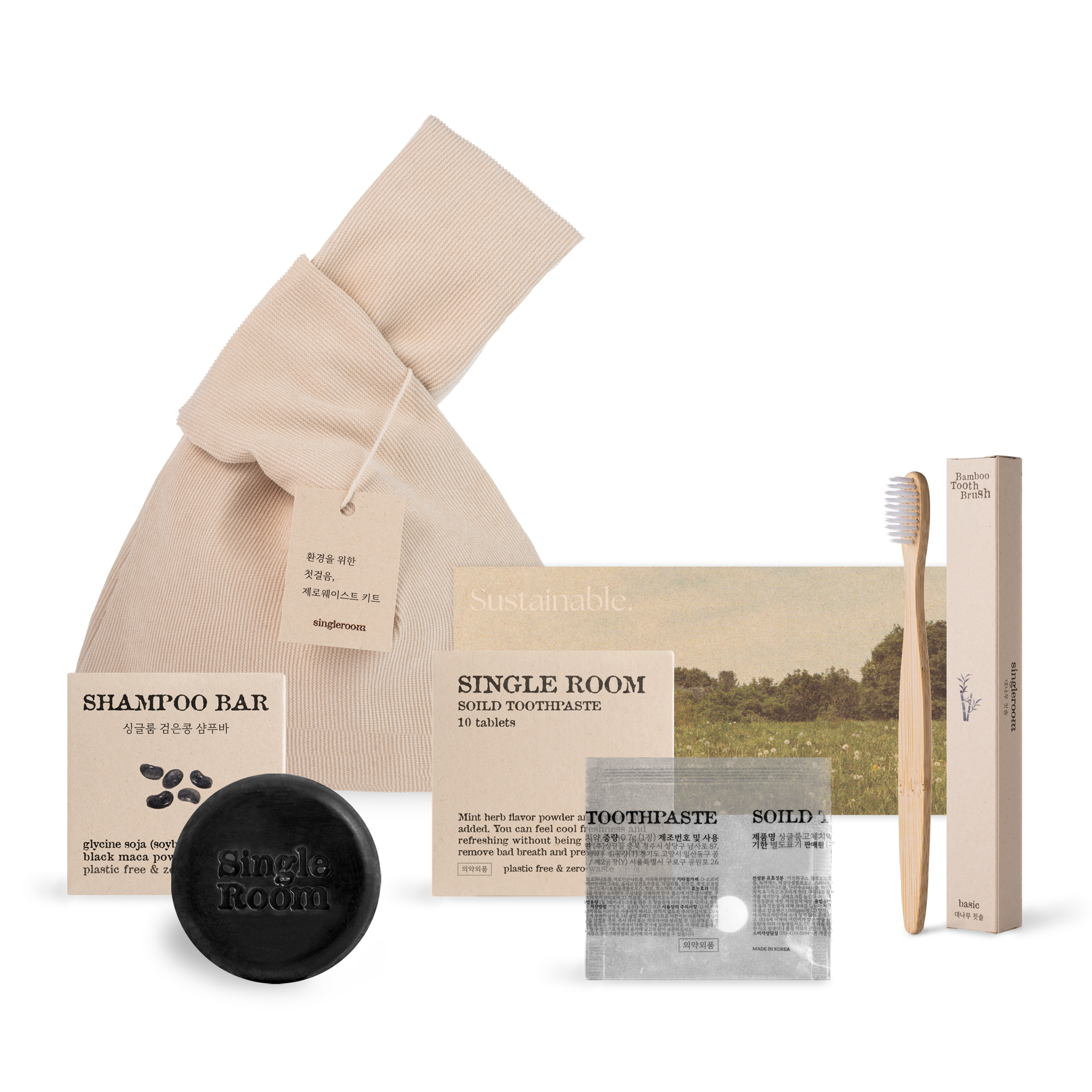 싱글룸 욕실3종 친환경 선물세트 (다온) 제로웨이스트 패키지 기념품 답례품 환경 교육, 1개 15,500원