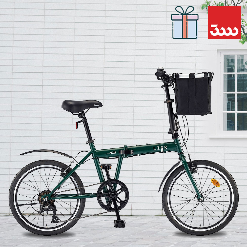 [바이크7] 2026 삼천리 링크 플러스 20인치 - 미니벨로 100% 완조립 남녀공용 원터치 7단 블랙 그린 탈부착 바구니 레스포 경량 스틸 접이식 폴딩 자전거 337,000원