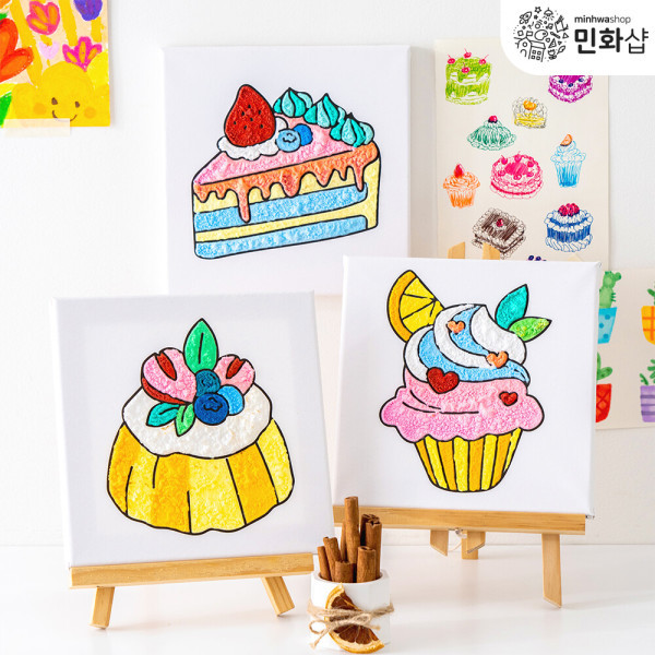 팡팡 부푸는 팝콘펜 디저트 도안 팝아트 캔버스액자 세트 (4종 택1) 4,900원