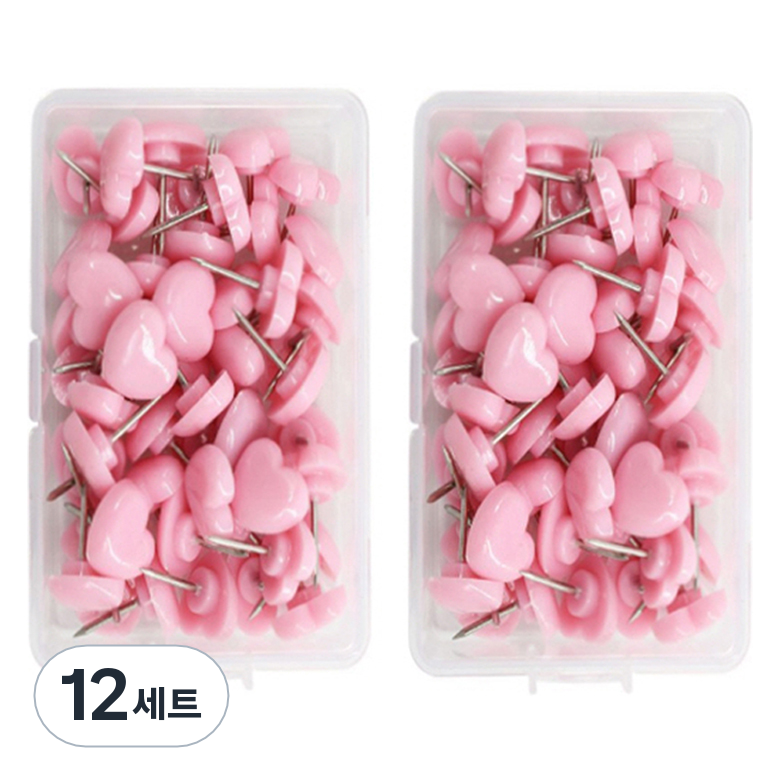 문구담 귀여운 하트모양 압정 세트 핑크, 50개입, 12세트 47,400원