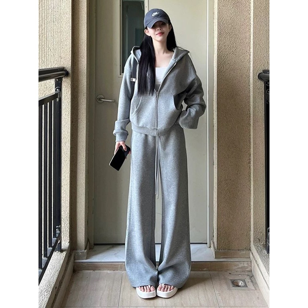 ANYOU 여성 포켓 후드티 루즈핏 맨투맨 트레이닝복 상하 세트 30,990원