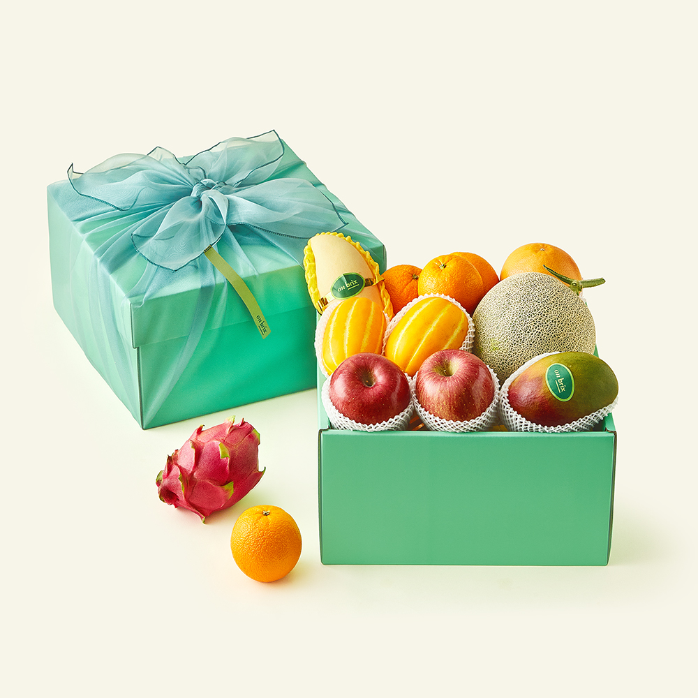 [로켓프레시] 온브릭스  과일 8종 선물세트 사파이어 1호 5.09kg 고급보자기 포함 119,900원