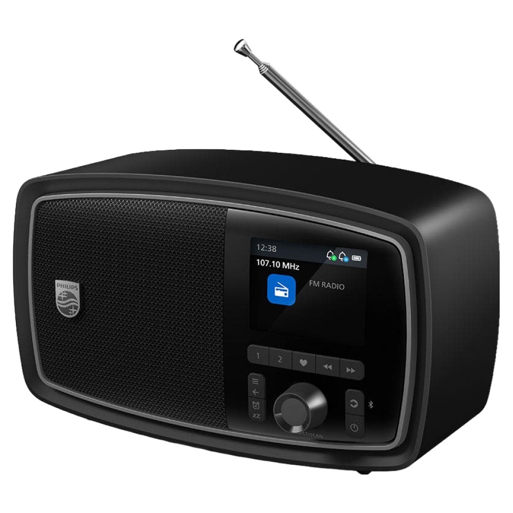 필립스 JANET 레트로 100주년 LCD 디스플레이 센추리 무선 SBC AAC 코덱 수면 타이머 블루투스 FM 라디오, 블랙, TAV2000 89,900원