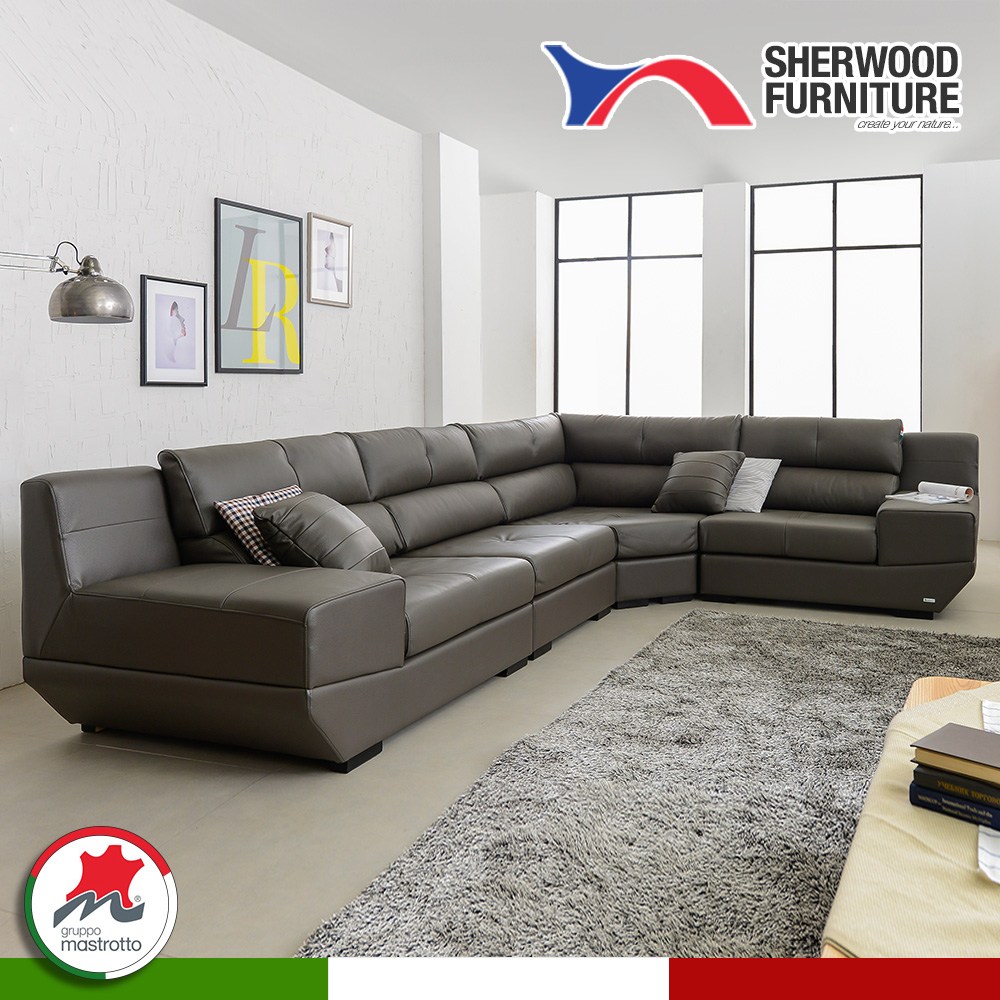 [쉐우드가구]플로렌스 6인용 코너형 이태리 천연면피 소가죽 소파 2,799,000원