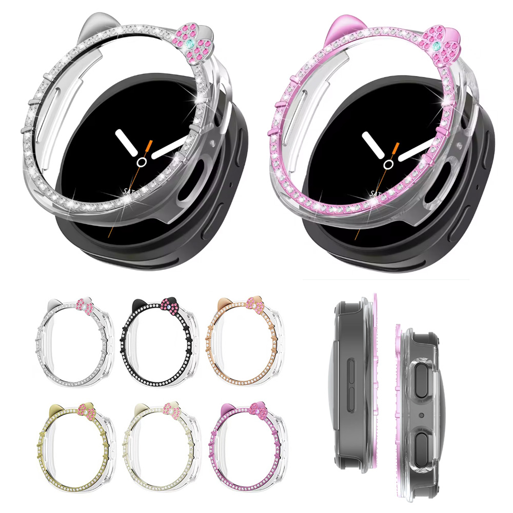 오르몽트 갤럭시워치8 큐티 다이아 하프커버 40mm 44mm 호환 고양이 큐빅 케이스 보호커버 보호케이스 초경량, 블랙 9,900원