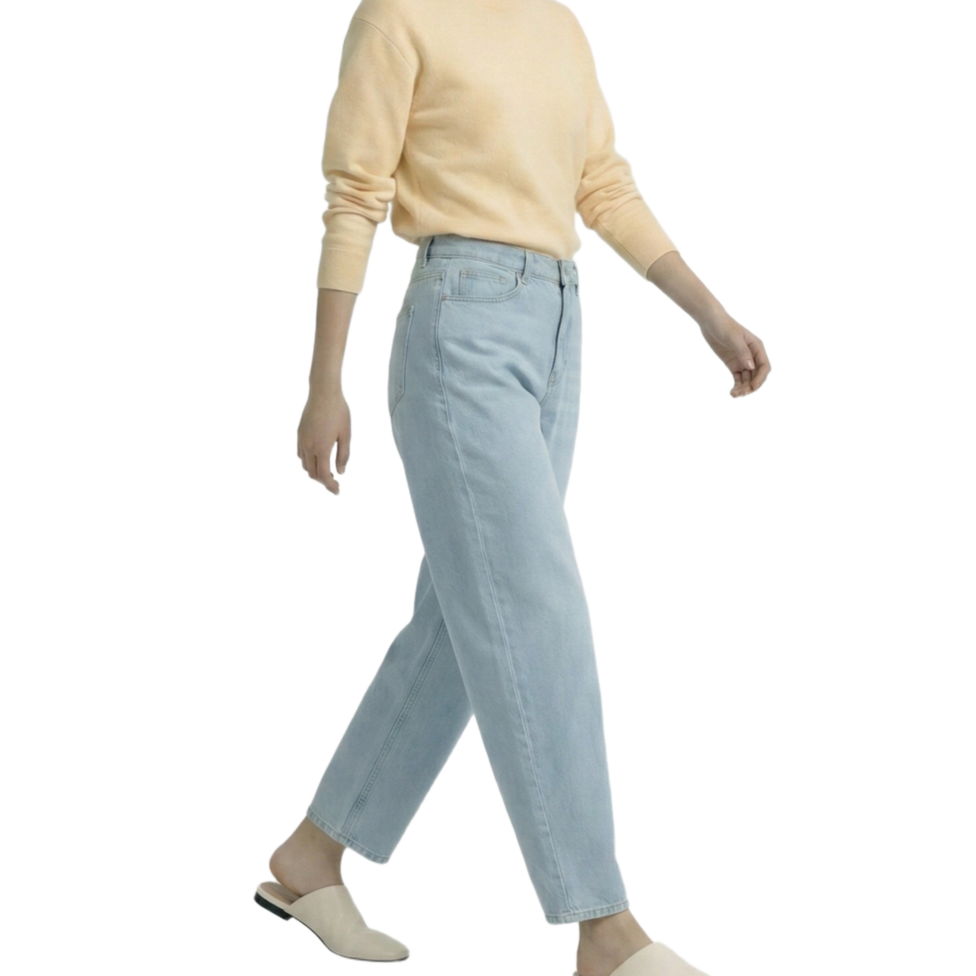 로야셀 26년 봄신상 여성 배기핏 9부 스판 히든밴딩 청바지 빅사이즈(S~3XL) 42,600원