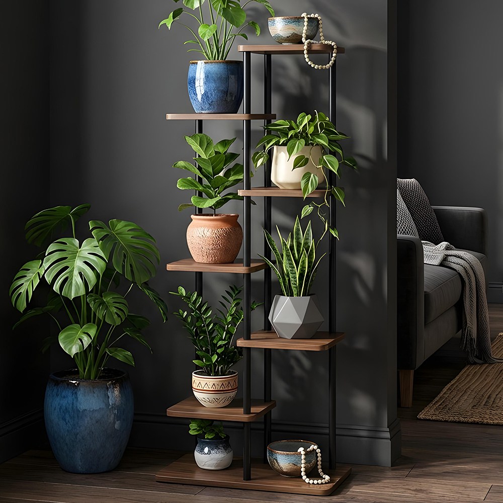 CK리빙 거실 화분 정리대 인테리어 거치대 선반, 7단, 블랙월넛 28,800원
