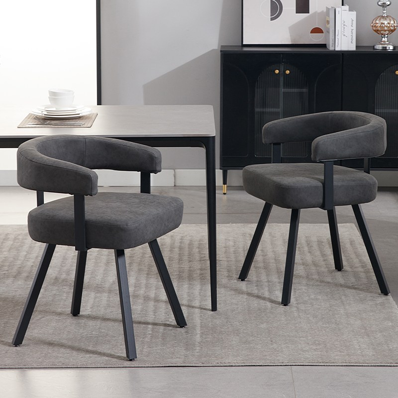 다야레인 식탁의자 뉴트로 아치형 푹신한 등받이 메탈 프레임 암체어, 그레이(가죽), 2개 209,200원