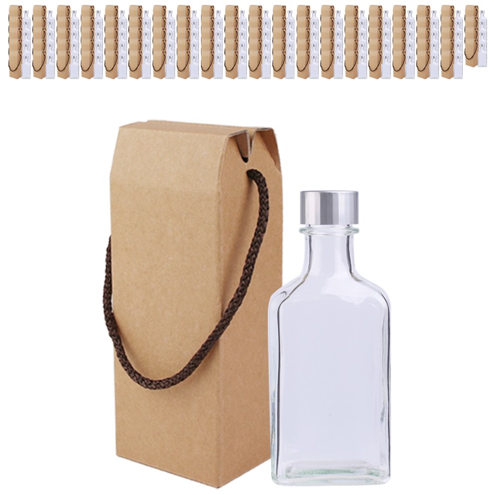 가인글로벌 위스키납작200AA(S) 유리병 / 와인캡 실버 / 포장박스, 100개, 200ml 157,000원