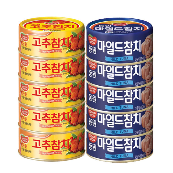 동원 고추참치90g 5개 + 마일드참치90g 5개 17,500원