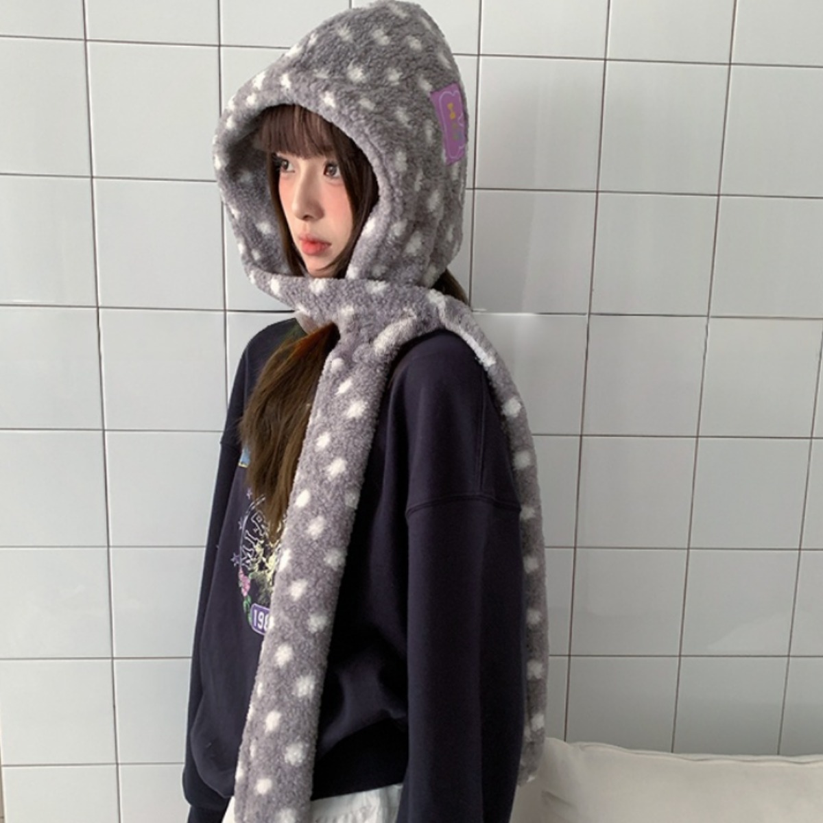 HALOPICK 겨울 플리스 후드 머플러 방한 모자 귀여운 패턴 바라클라바 20,830원