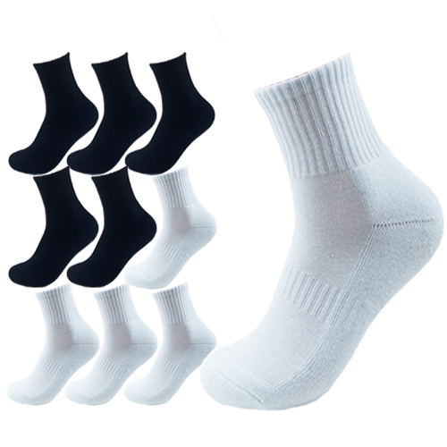 올리싹 5+5 두꺼운 남성용 국산 더블쿠션 스포츠 중목 양말, 화이트+블랙, 10개 28,000원